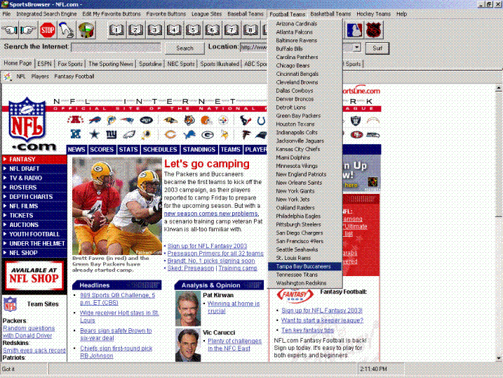 SportsBrowser 2.1 Screenshot