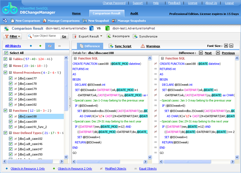 SwisSQL - DBChangeManager 4.6 Screenshot