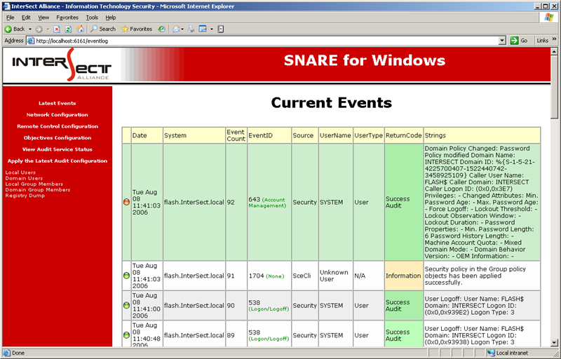 Snare Agent for Windows 3.1.3 Screenshot
