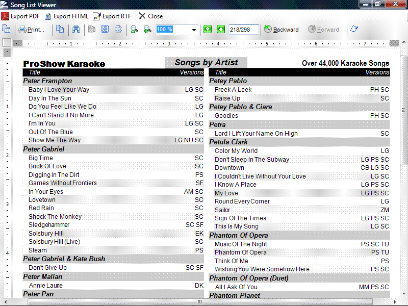 Song List Generator 4.0.8 Screenshot
