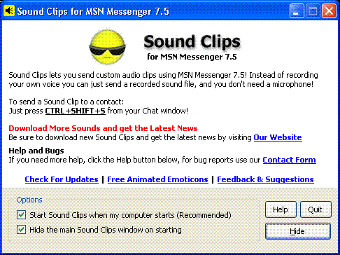 Sound Clips for MSN Messenger 1.7.0 Screenshot