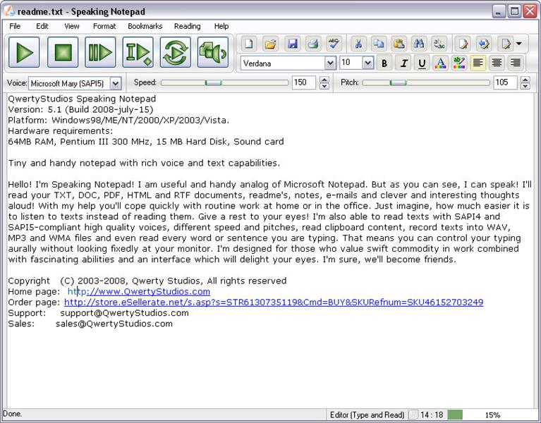 Speaking Notepad 5.2 Screenshot
