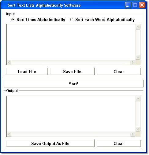 Sort Text Lists Alphabetically Software 7.0 Screenshot