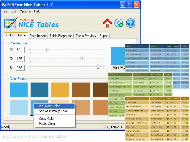 SoftFuse Nice Tables 1.7 Screenshot