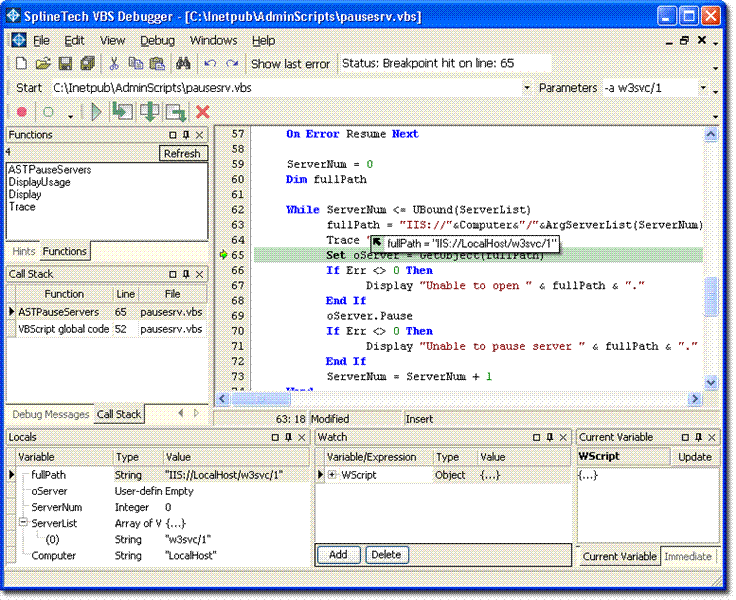 SplineTech VBS Debugger PRO 7.36 Screenshot