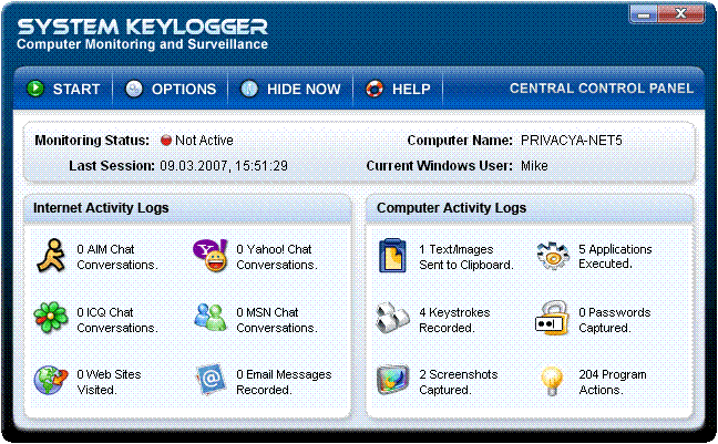 System Keylogger 3.1.8 Screenshot