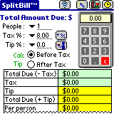 SplitBill (For PalmOS) 1.0 Screenshot